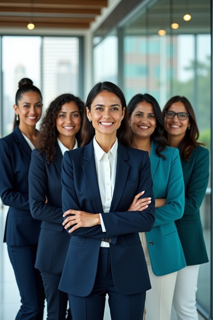 Team of confident Indian women professionals representing recruitment consulting firm