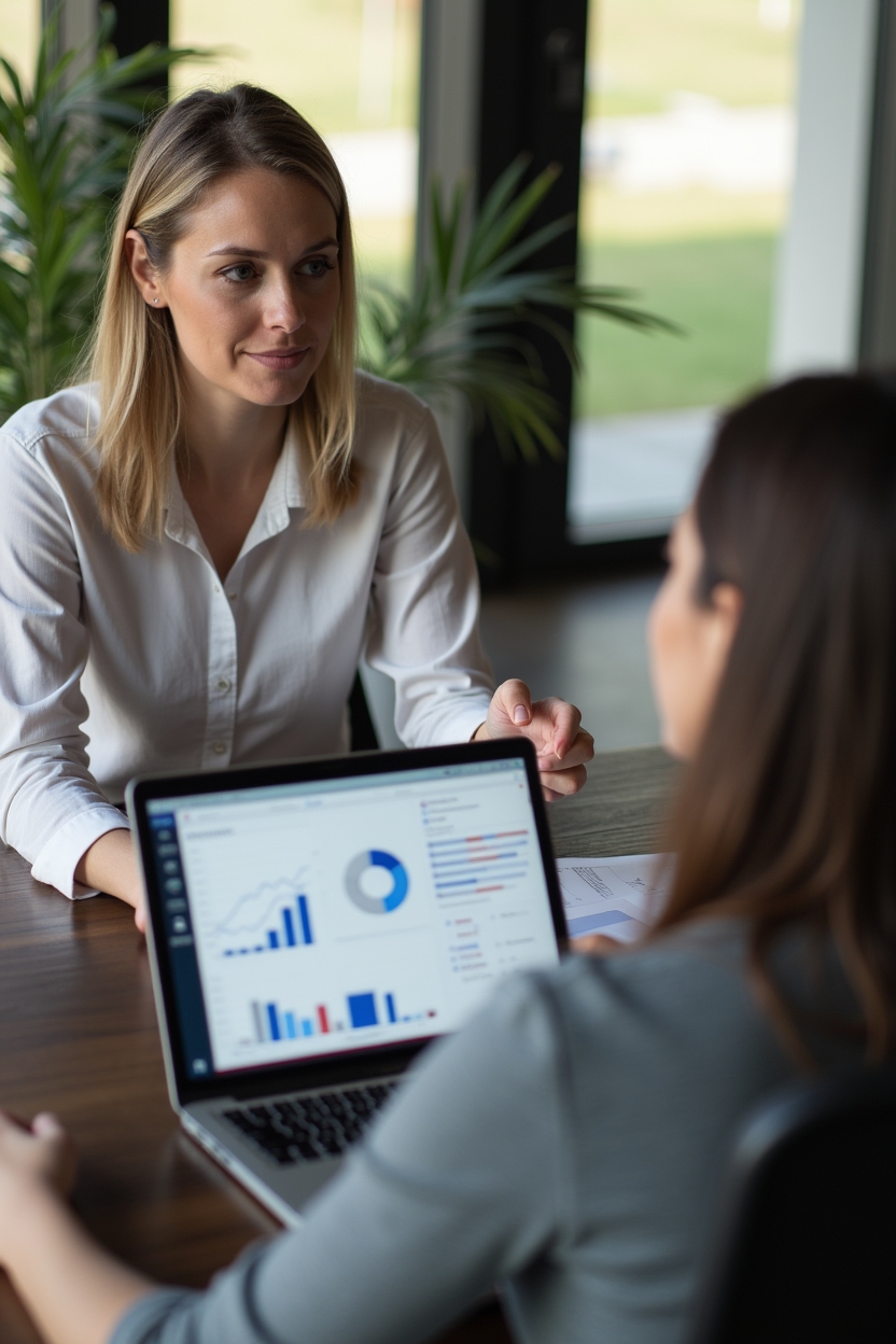 One-on-one career consultation session between job seeker and advisor in office